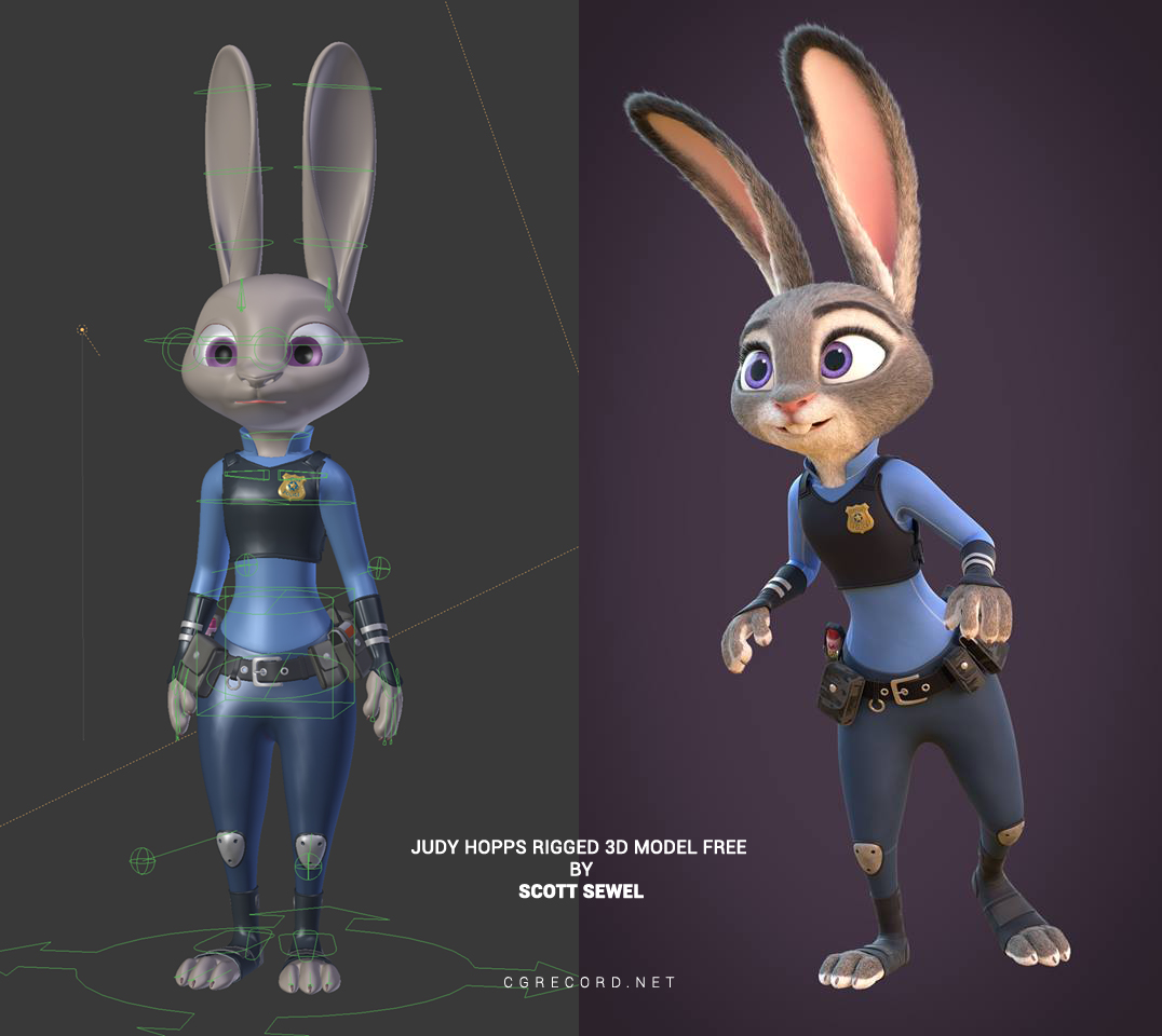 Download Zootopias Judy Hopps Rigged 3d Model Computer - free fbx model download boris