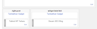 dua buah kolom widget di bawah home page