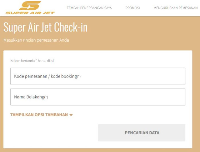 Cara Web Check In Super Air Jet