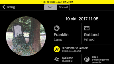 Screenshot Hipstamatic-instellingen Franklin + Gotland