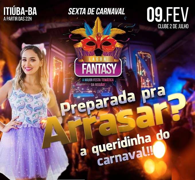 Prepara sua fantasia que Lagoa Fantasy tá chegando 💥 é nessa sexta-feira 09 de fevereiro 🎉🎭