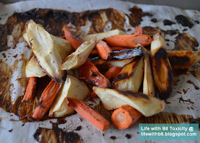 roasted parsnip and carrot, tossed after leaving the oven