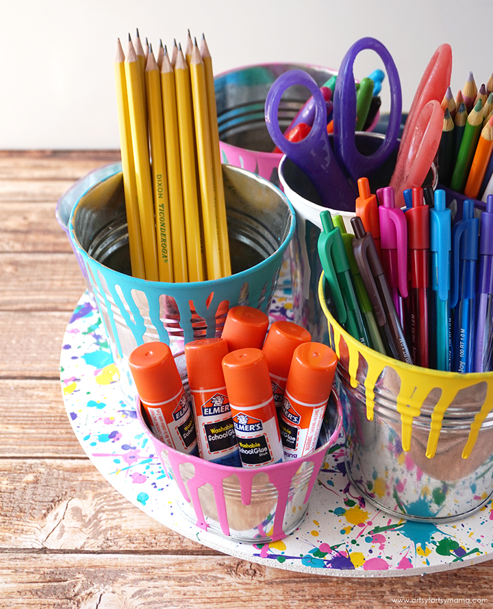 DIY Rotating School Supply Organizer