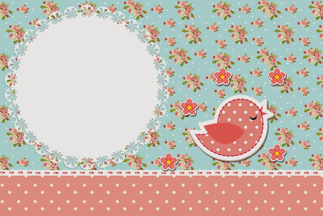 Birds and Butterflies Free Printable Invitations, Labels or Cards.