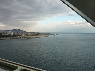 Maiko Beach as seen from the side maintainance walkway under the Akashi Kaikyo Bridge