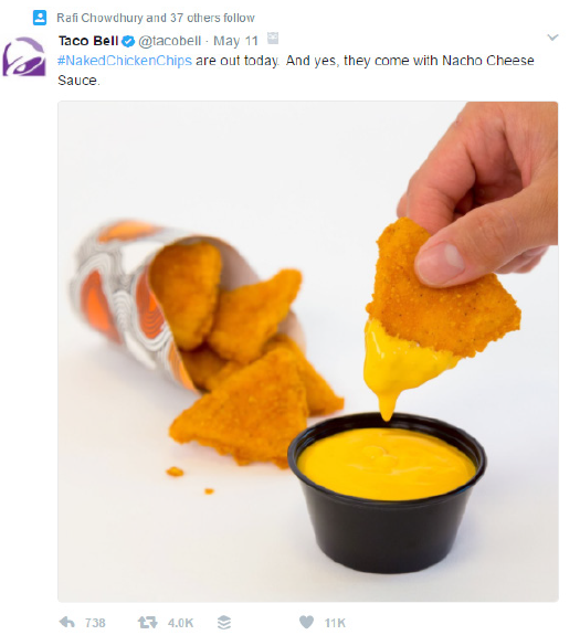 Take Taco Bell, for example. First, you'll see them on a billboard. Then, you can follow them on Twitter.