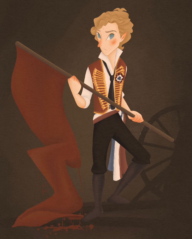 enjolras les miserables victor hugo musicals broadway illustration