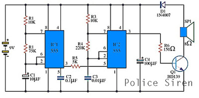 Police Siren Circuits with IC555 