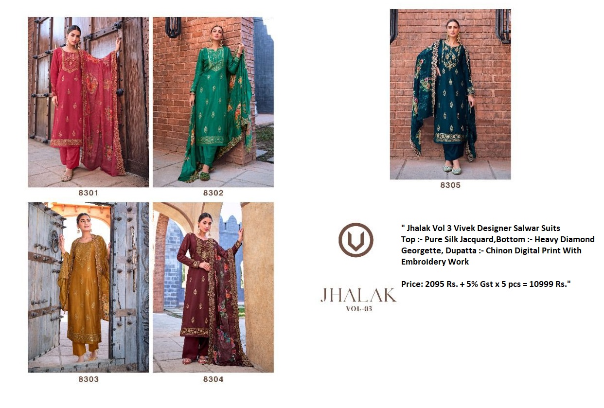 Jhalak Vol 3 Vivek Designer Salwar Suits Manufacturer Wholesaler