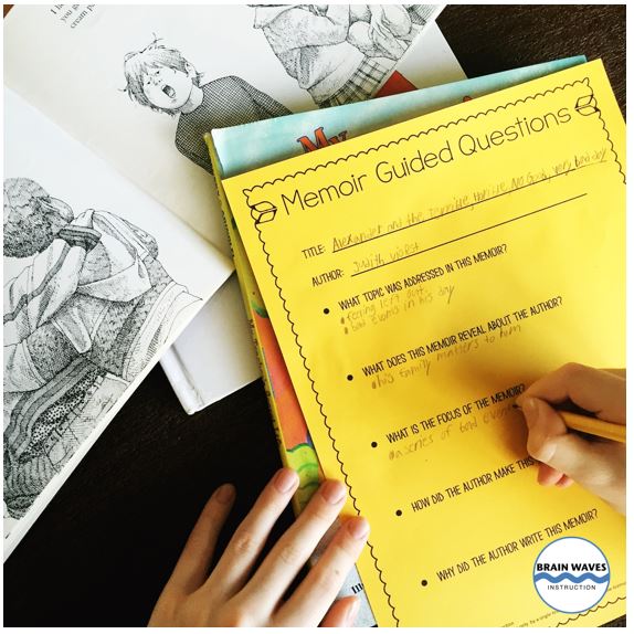 Start the Memoir Writing Unit with a student of memoir mentor texts.  Students answer guided questions about the memoirs so that they have a true understanding of the genre before writing their own memoir.