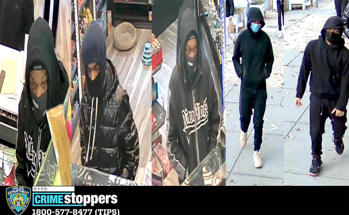 The NYPD is searching for four men who stuck up four grocery stores throughout Queens. -Photo by NYPD