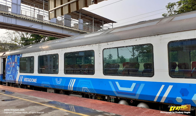 A Vistadome AC tourist coach of Indian Railways