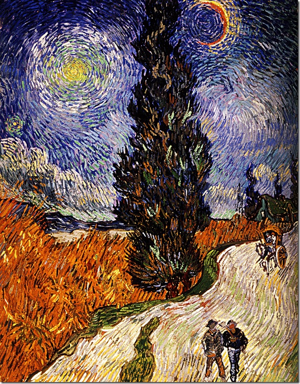 1890 Vincent Van Gogh   Route de campagne, la nuit en Provence  Huile sur Toile    92x73 cm  Otterlo, Kröller-Müller Museum