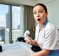 Housekeeper finding a guest personal massager