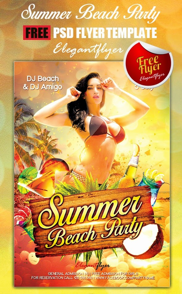 Summer Beach Party Free Flyer Template