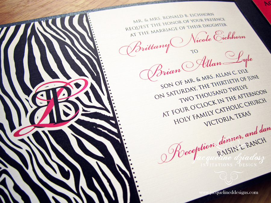 Brittany Brian's Zebra Print Wedding Invitations