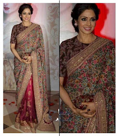 Sridevi Kapoor in Sabyasachi Floral Half and Half Saree