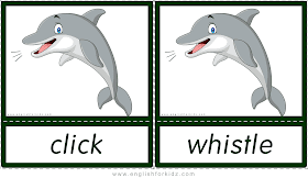 Animal sounds flashcards - click, whistle - dolphin -- printable ESL resources