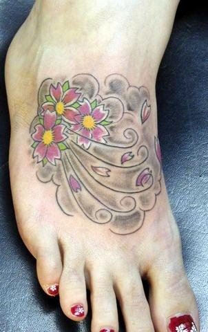 Japanese Cherry Blossom Tattoo Designs For Women Foot Tattoos Gallery 4