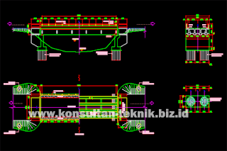 Gambar-Jembatan-Gelagar-Beton-Bertulang-Balok-T-Kelas-B-Bentang-22-Meter-Format-DWG-Autocad-01