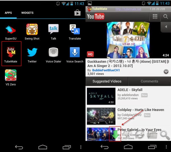 Mundo4ndroid: Baja videos de Youtube Con TubeMate 2.2.5 