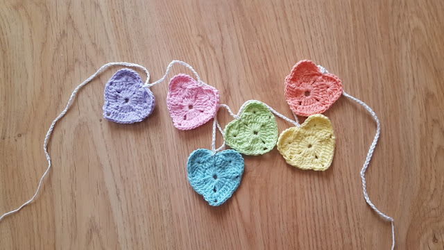 Crochet Rainbow Hearts Garland