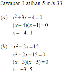 Matematik Tambahan: Persamaan Kuadratik