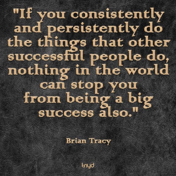 Brian Tracy Quote: "If you consistently and persistently do the things that other successful people do, nothing in the world can stop you from being a big success also."