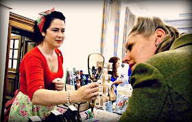 Trying on jewellery at lou lou's vintage fair, Cardiff | ACupofT