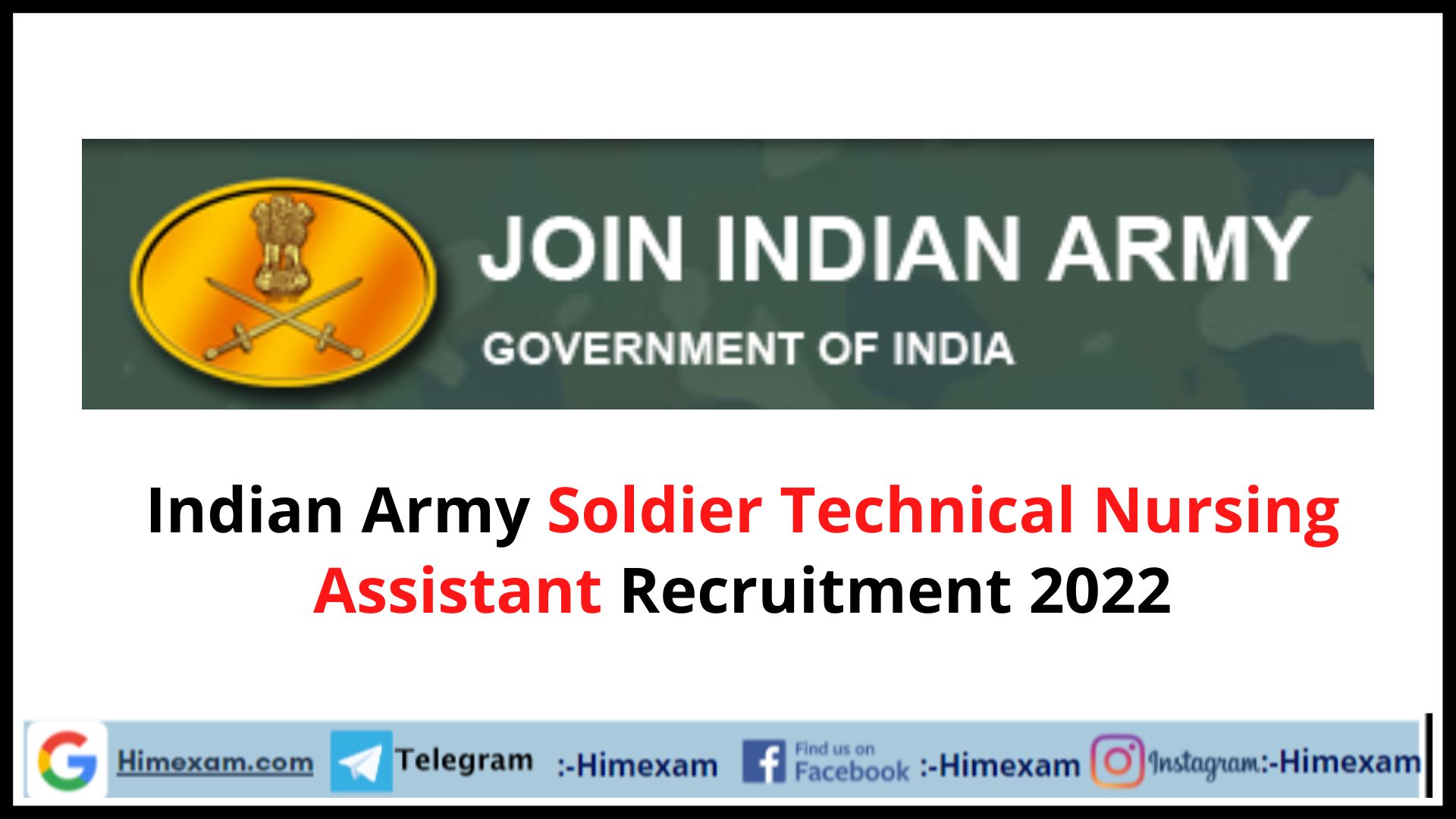 Indian Army Soldier Technical Nursing Assistant  Recruitment 2022