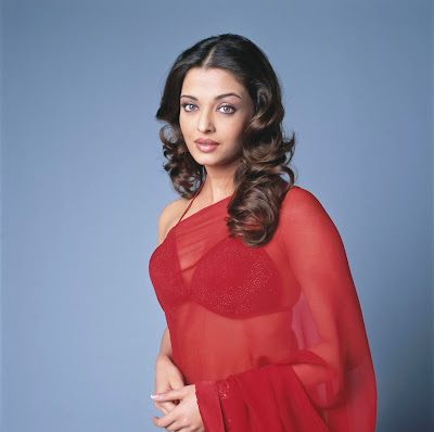 Aishwarya Rai In Transparent Red Saree Pictures 