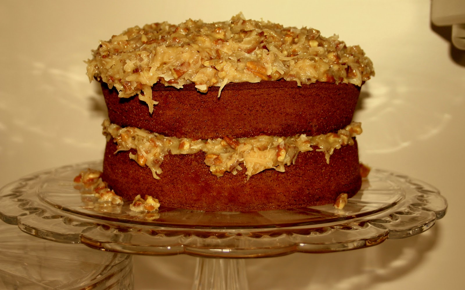 FAVORITE GERMAN CHOCOLATE LAYER CAKE WITH COCONUT-PECAN TOPPING - Sowing the Seeds