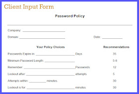 Client form: Setting Password Policies