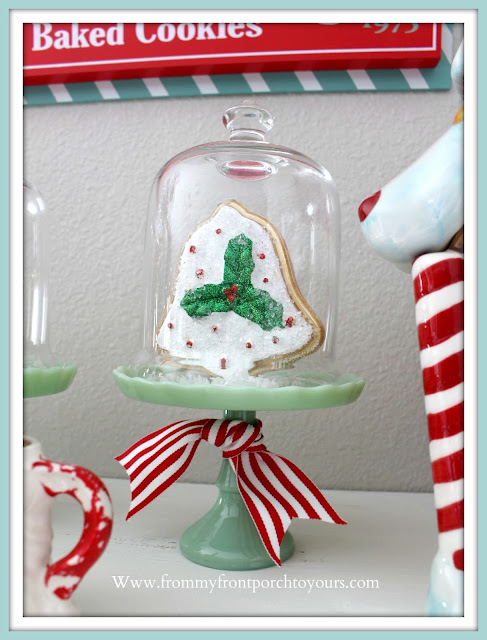 Breakfast- Nook -Christmas- Decor-Cottage-Style-Farmhouse-Style-Cupcake-Stand-Jadeite-Pioneer Woman-Faux Gingerbread Cookie-From My Front Porch To Yours