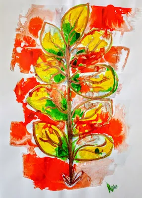 PAINT COLORFUL FLOWERS IN ABSTRACT AND INK, BY MIABO ENYADIKE