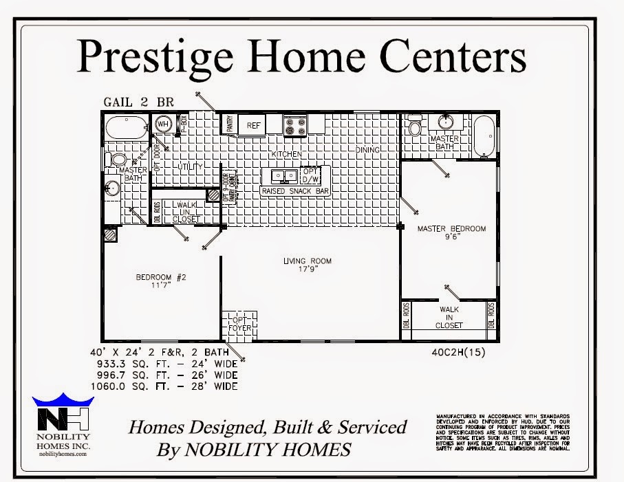 Gallery For > 2 Bedroom Double Wide Mobile Home Floor Plans