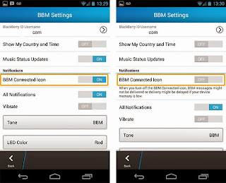 screenshoot untuk menDisable BBM conected icon