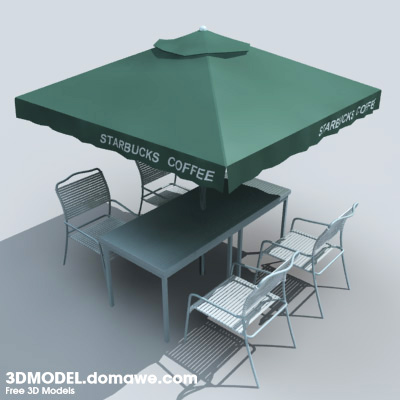 Small Outdoor Table  Chairs on Free 3d Models  Cafe Outdoor Table Set   Free 3d Model