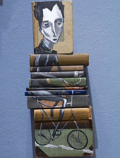 Mike Stilkey - Beautiful Artwork on Spines of Stacked Books Part II...