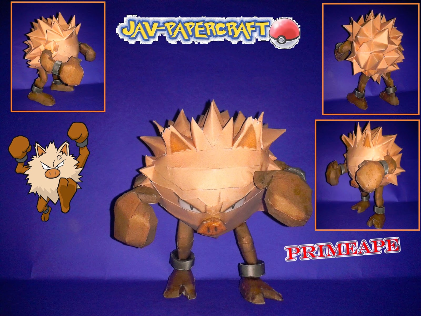 Pokemon Primeape Paper Model ~ Paperkraft.net - Free Papercraft, Paper ...