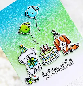 Sunny Studio Stamps: Party Pups Watercolored Background Cards by Kay Miller