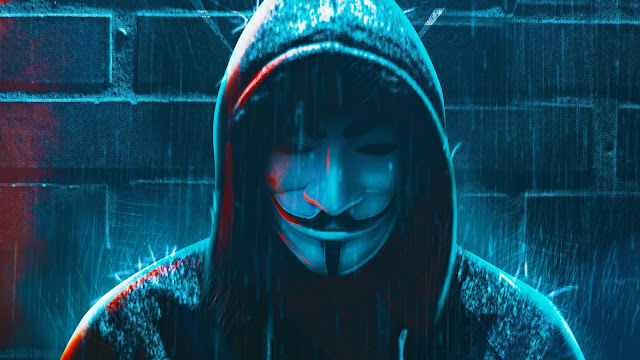 Wallpaper Anonymous, Guy, Mask, Rain, Artwork
