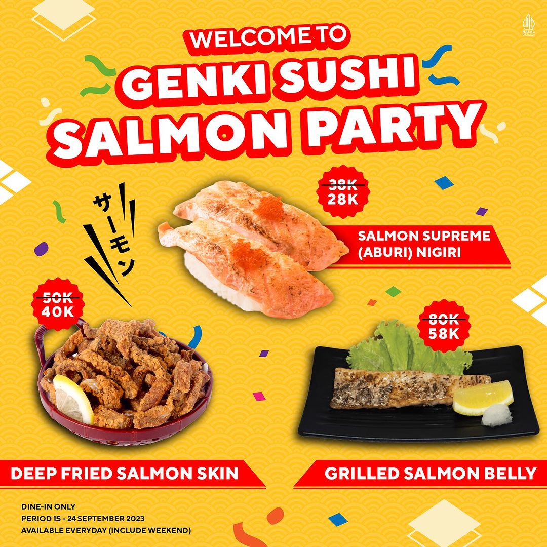 GENKI SUSHI Promo SALMON PARTY! Spesial Price SALMON Menu Start From 28K