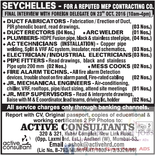 Seychelles reputed MEP contracting co Jobs 