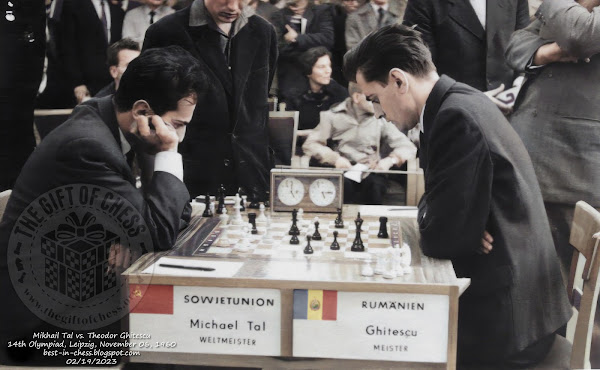 Mikhail Tal vs. Theodor Ghitescu of Romania, 14th Olympiad, Leipzig, November 06, 1960