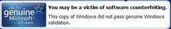 this copy of windows not passed the Genuine Windows validation