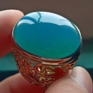 Batu Bacan Doko Super BC052 Glossy Super Klimis Ikatan Perak Ukir