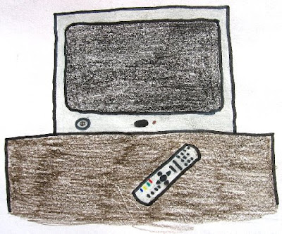 Desenho de uma Televisão com comando