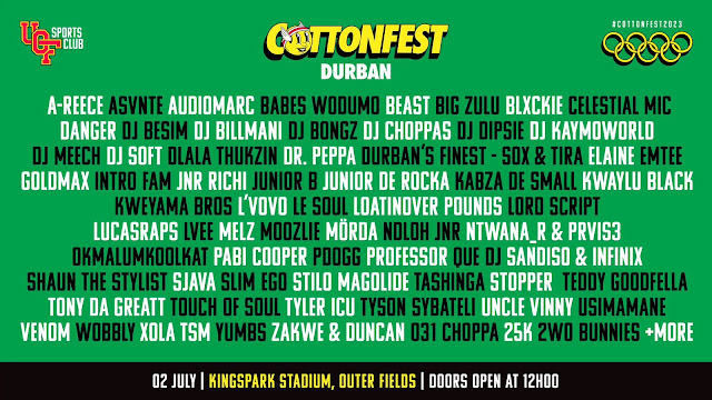 COTTON FEST LINEUP ANNOUNCED FOR FIRST DURBAN FESTIVAL