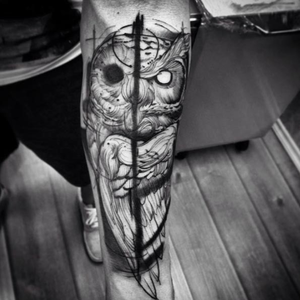 Este yin yang tatuagem de coruja